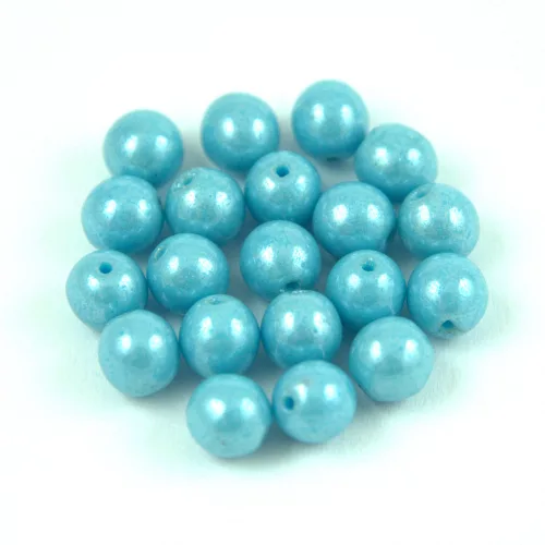 Cseh préselt golyó gyöngy - Blue Turquoise Luster - 6mm