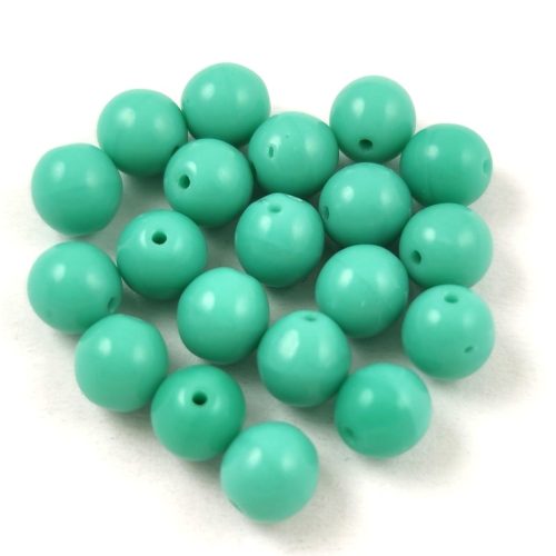 Czech Pressed Round Glass Bead - Green Turquoise - 6mm