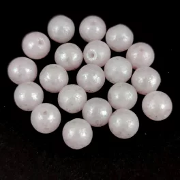   Czech Pressed Round Glass Bead - Opal Rose Silver Patina - 6mm