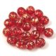 Czech Pressed Round Glass Bead - Transparent Light Siam Gold Splash - 4mm