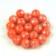 Czech Pressed Glass Round Beads - Opaque Coral Silver Patina - 6mm