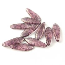   Lándzsa (szirom) cseh préselt üveggyöngy - Opal Rose Purple Bronze Luster - 5x16mm
