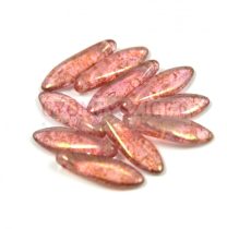  Lándzsa (szirom) cseh préselt üveggyöngy - rózsaszín arany lüszter -5x16mm