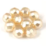 Czech Firepolished Round Glass Bead - Crystal Vanilla Pearl - 8mm