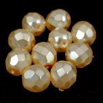 Czech Firepolished Round Glass Bead - Crystal Vanilla Pearl - 8mm