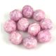 Czech Firepolished Round Glass Bead - White Pink Marble - 8mm