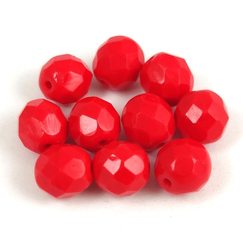 Czech Firepolished Round Glass Bead - opaque red - 8mm 