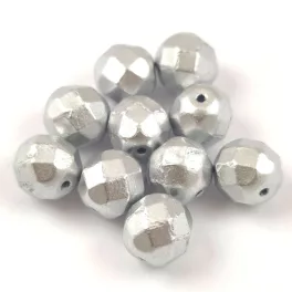 Czech Pressed Round Glass Bead - Faceted - Aluminium - 8mm