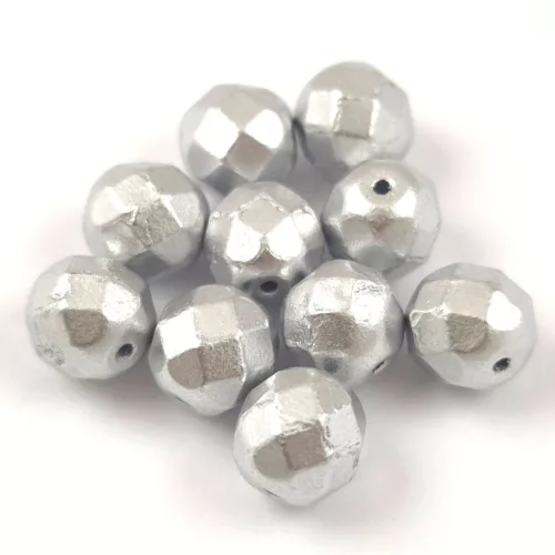 Czech Pressed Round Glass Bead - Faceted - Aluminium - 8mm