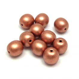 Czech Pressed Round Glass Bead - Matt Metallic Copper - 8mm