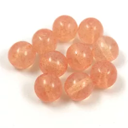   Czech Pressed Round Glass Bead - Crystal Light Peach Luster - 8mm