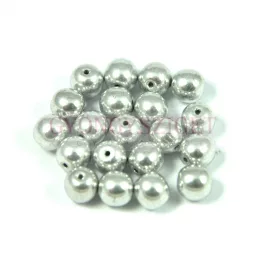 Czech Pressed Round Glass Bead - Silver - 8mm