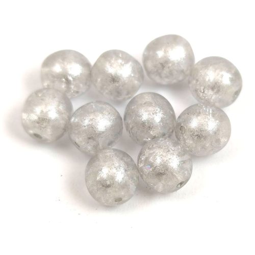 Czech Pressed Round Glass Bead - Cracked Crystal - 8mm