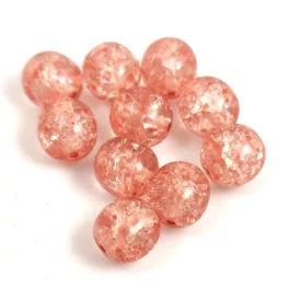 Czech Pressed Round Glass Bead - Cracked Light Rose - 8mm