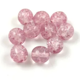   Czech Pressed Round Glass Bead - Cracked Light Amethyst - 8mm