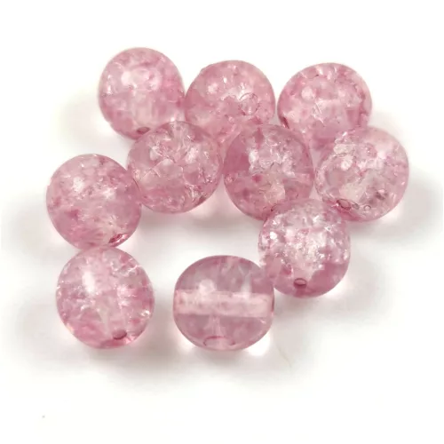 Czech Pressed Round Glass Bead - Cracked Light Amethyst - 8mm