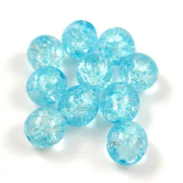 Czech Pressed Round Glass Bead - Cracked Aqua - 8mm