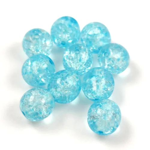 Czech Pressed Round Glass Bead - Cracked Aqua - 8mm