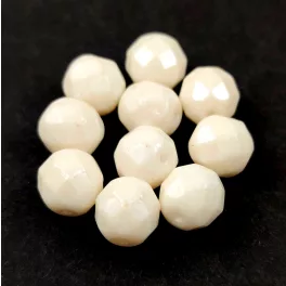 Czech Pressed Round Glass Bead - Faceted -  Ivory - 8mm