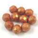 Czech Pressed Round Glass Bead - Faceted - Alabaster Rose Bronze Luster - 8mm