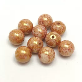 Czech Pressed Round Glass Bead - Alabaster Rose Bronze - 8mm