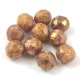 Czech Pressed Round Glass Bead - Faceted - Alabaster Purple Bronze Luster - 8mm