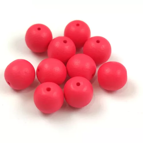 Czech Pressed Round Glass Bead - Alabaster Matt Fuchsia - 8mm