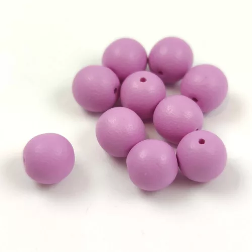Czech Pressed Round Glass Bead - Alabaster Matt Light Mauve - 8mm