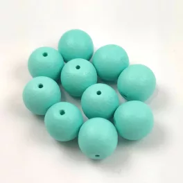   Czech Pressed Round Glass Bead - Alabaster Matt Turquoise Green - 8mm
