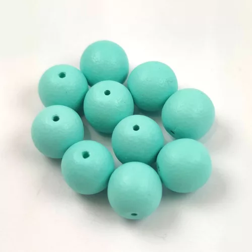 Czech Pressed Round Glass Bead - Alabaster Matt Turquoise Green - 8mm