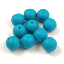   Czech Pressed Round Glass Bead - Alabaster Matt Teal Green - 8mm