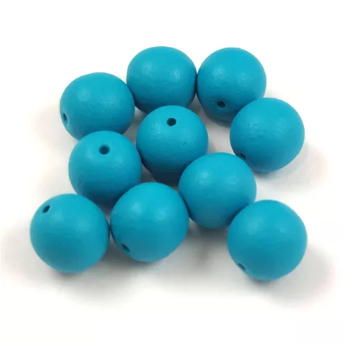 Czech Pressed Round Glass Bead - Alabaster Matt Teal Green - 8mm