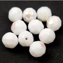   Czech Pressed Round Glass Bead - Faceted - Alabaster AB - 8mm