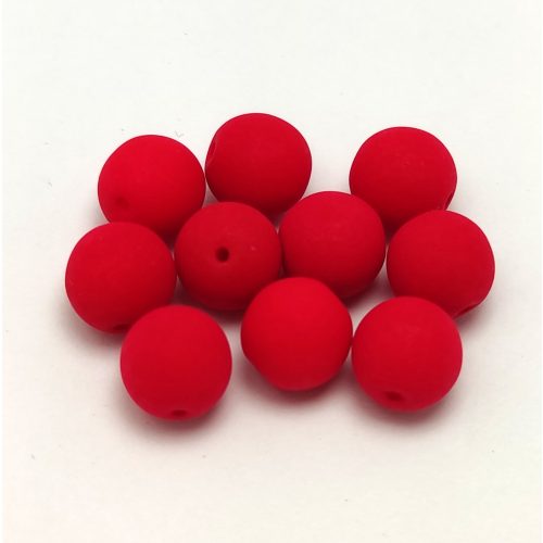 Cseh préselt gyöngy - Silk Satin Red - 8mm