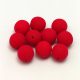 Czech Pressed Round Glass Bead - Silk Satin Red - 8mm