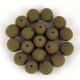 Czech Pressed Round Glass Bead - Silk Satin Dark Moss Green - 8mm