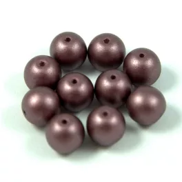   Czech Pressed Round Glass Bead - dark chocolate metallic satin - 8mm