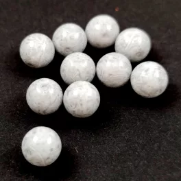 Czech Pressed Round Glass Bead - Milky White Silver - 8mm
