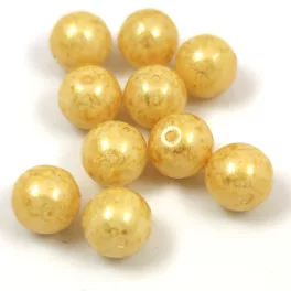 Czech Pressed Round Glass Bead - Milky Beige - 8mm
