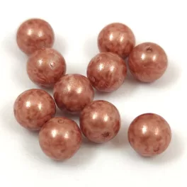 Czech Pressed Round Glass Bead - Milky Brown - 8mm