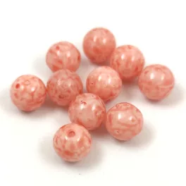 Czech Pressed Round Glass Bead - Milky Peach - 8mm