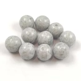 Czech Pressed Round Glass Bead - Milky Grey  - 8mm