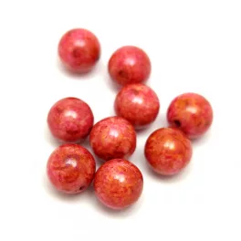   Czech Pressed Round Glass Bead - Alabaster Rose Brown Luster - 8mm