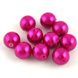 Czech Pressed Round Glass Bead - Pearl Fuchsia - 8mm