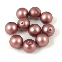 Czech Pressed Round Glass Bead - Matte Pearl Mauve - 8mm