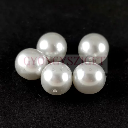 Czech Pressed Round Glass Bead - Off White Pearl - 8mm