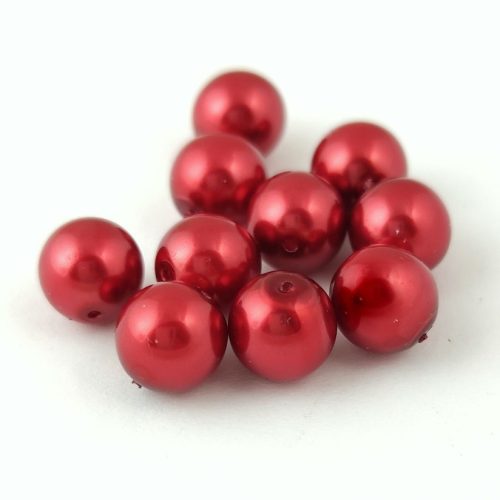Czech imitation pearl - Metallic Dark Red Pearl - 8mm