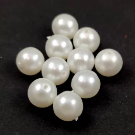 Czech Pressed Round Glass Bead - White Pearl - 8mm