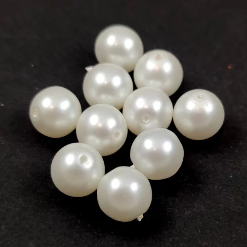 Czech Pressed Round Glass Bead - White Pearl - 8mm