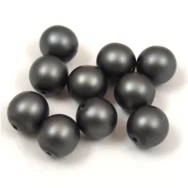   Czech Pressed Round Glass Bead - Matte Pearl Powder Grey - 8mm